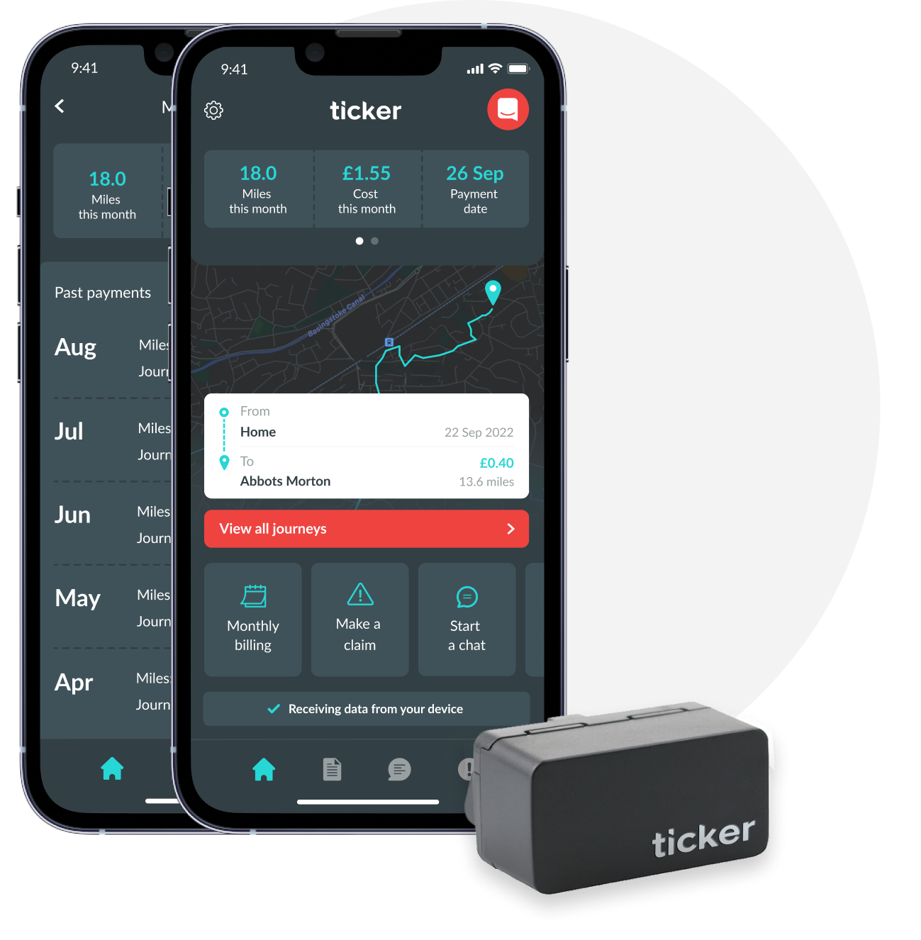 Ticker app and mile tracker